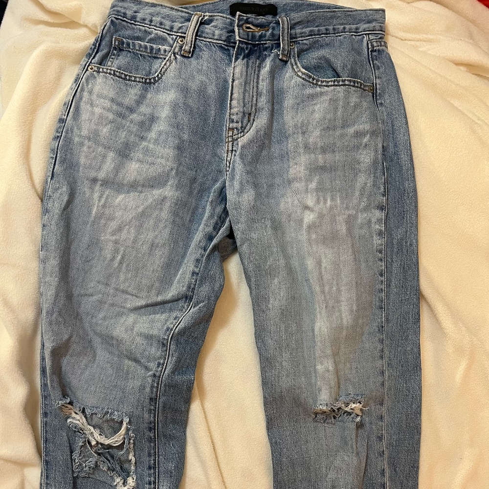 Lightly Distressed Uniqlo Denim Blue Jeans